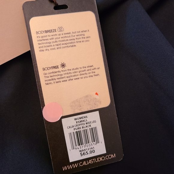 NWT Calia Mid-Rise Crop Wide Leg Pure Black Athletic Pants in Size XS - Picture 5 of 7